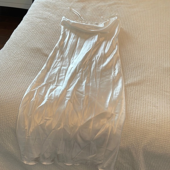 White satin slip dress midi length - Picture 1 of 2